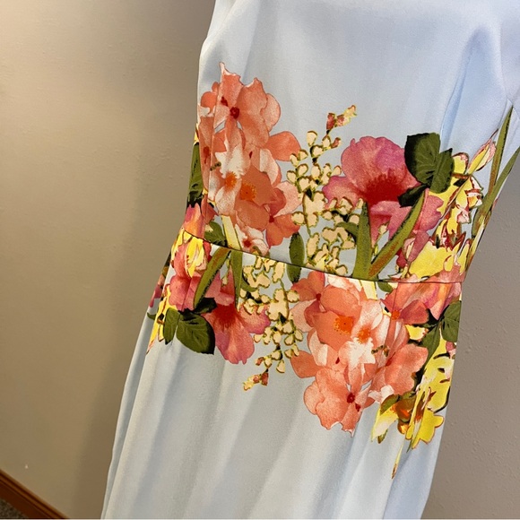 New York & Company baby blue color sleeveless Floral Mini Dress size 10 - Picture 3 of 11